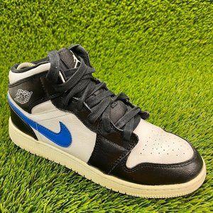 Nike Air Jordan 1 Mid Retro Boy Size 7Y Black Athletic Shoes Sneakers 554725-052